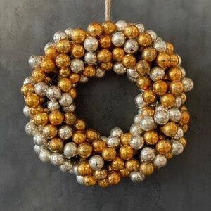 FOUR TOTAL - Anthropologie Good Cheer Bauble Ornament Wreath, metallic, NEW!